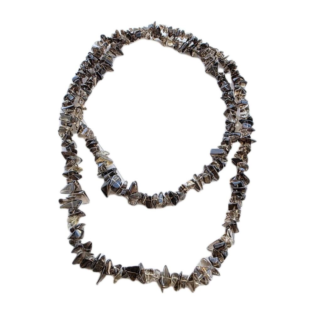 AKR Amy Kahn Russell Signed Sterling Silver 38” Smoky Quartz Stone Necklace‎